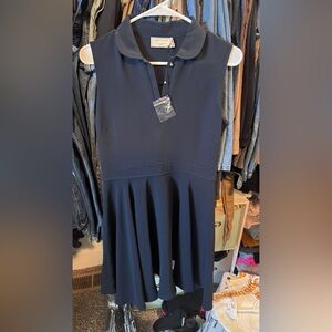 Maison Kitsune Navy Sleeveless Dress with Full Skirt - Size 36
